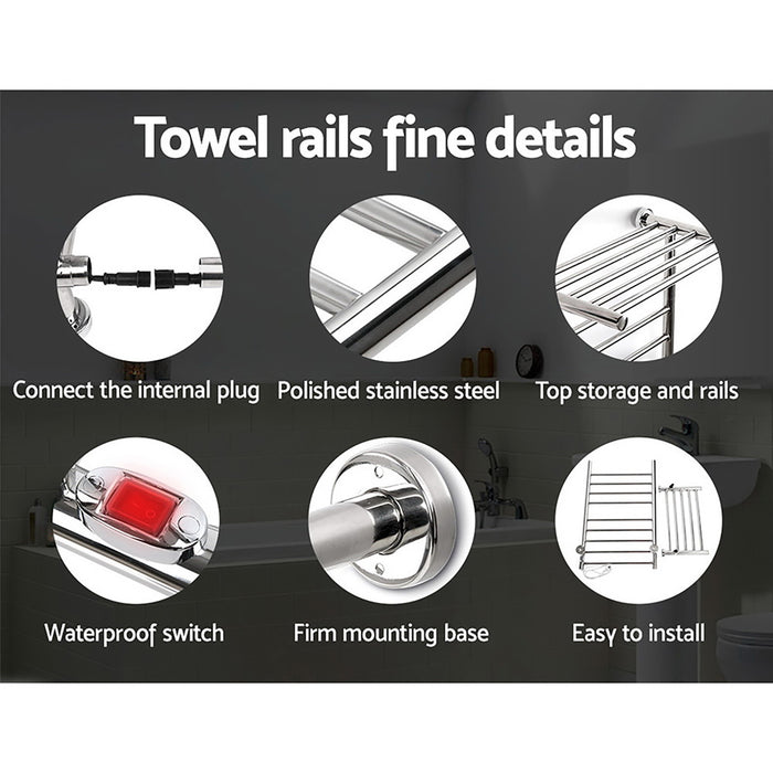 Electric Heated Towel Rail Rack 14 Bars Wall Mounted Clothes Dry Warmer