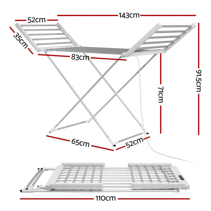 Foldable Electric Heated Towel Rail Rack With 24H Timer