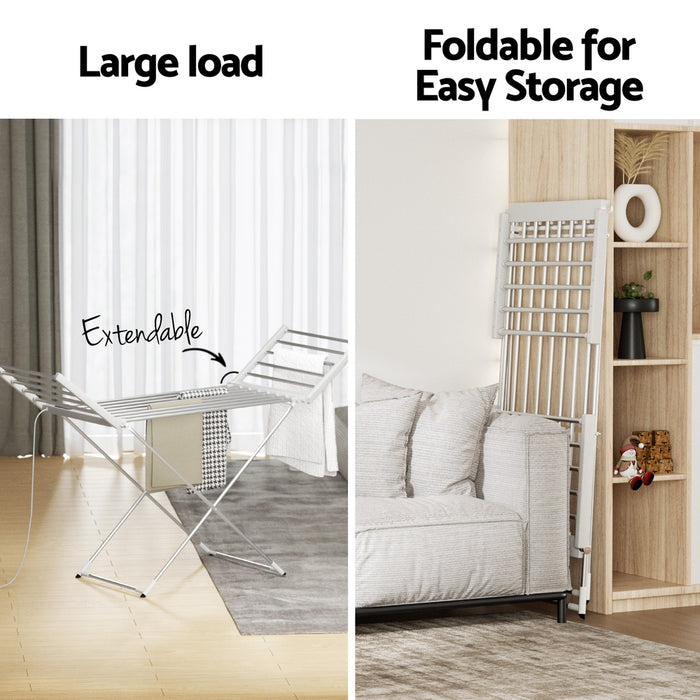 Foldable Electric Heated Towel Rail Rack With 24H Timer