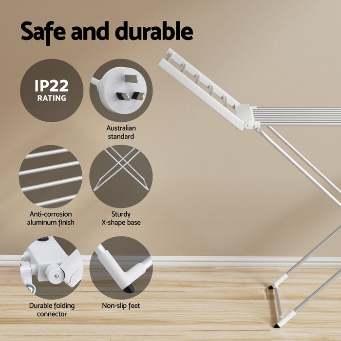 Foldable Electric Heated Towel Rail Rack With 24H Timer