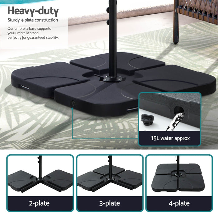 3M Umbrella W/Base Outdoor Cantilever Beach Garden Patio Parasol Beige