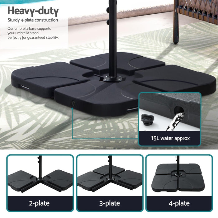 3M Umbrella W/Base Outdoor Cantilever Beach Garden Patio Parasol Black