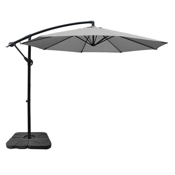 Umbrella Outdoor Umbrellas Cantilever Sun Stand Uv Garden Base Grey 3M