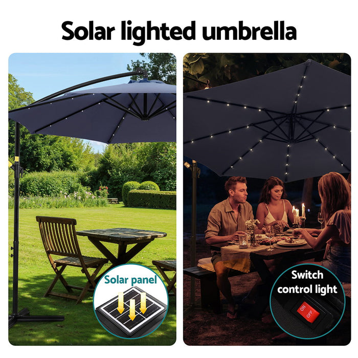Outdoor Umbrella 3M Cantilever Beach Led Umbrellas Garden Shade Patio