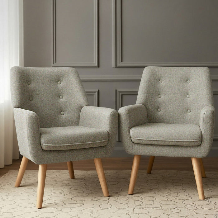 2X Armchair Lounge Chair Accent Tub Chair Beige Anne