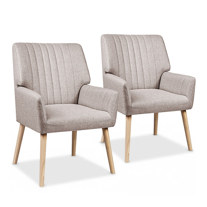 2X Armchair Faux Fabric Beige