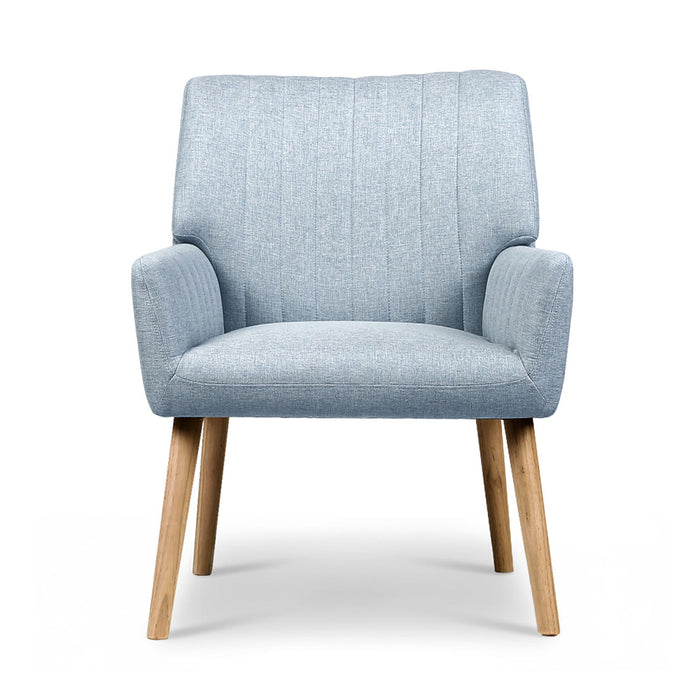 2X Armchair Fabric Blue Grey