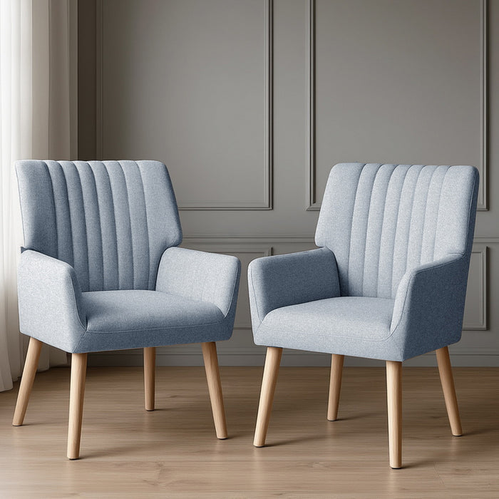 2X Armchair Fabric Blue Grey