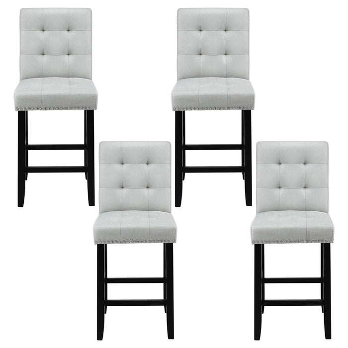 4X Bar Stools Kitchen Dining Chairs Counter Fabric Stool Wooden Ada Grey