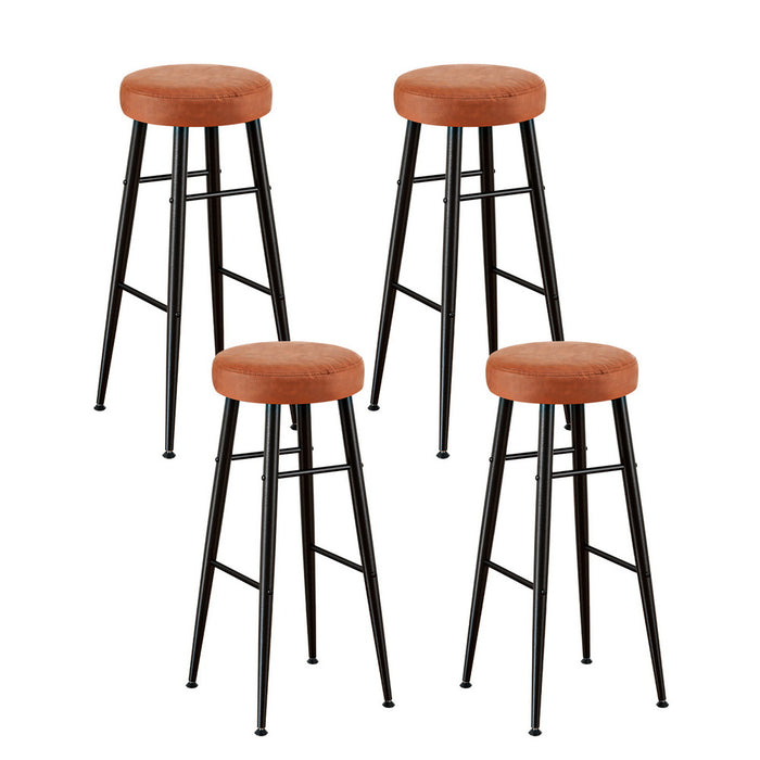 4X Bar Stools Kitchen Dining Chairs Counter Round Pu Leather Lane Brown