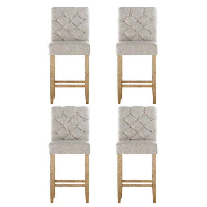 4X Bar Stools Linen Upholstered Chairs