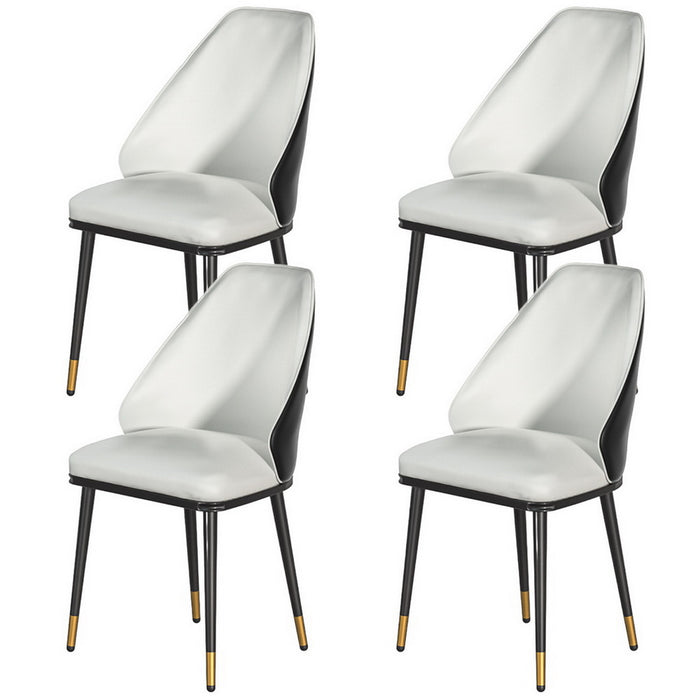 Dining Chairs Set Of 4 Leather Seat Beige And Black
