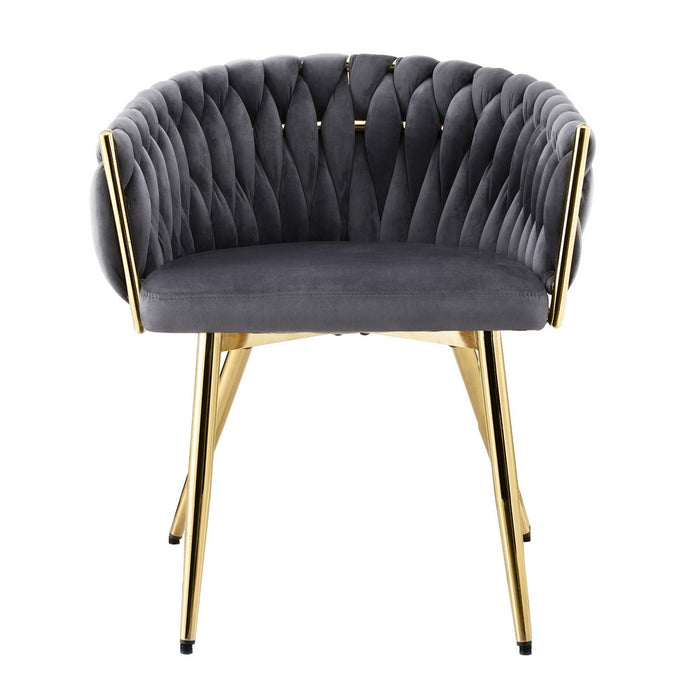 1X Dining Chair Armchair Cafe Kitchen Lounge Chairs Velvet Weaving Grey