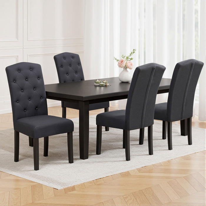 Dining Chairs Set Of 4 Linen Parsons Chair Dark Grey