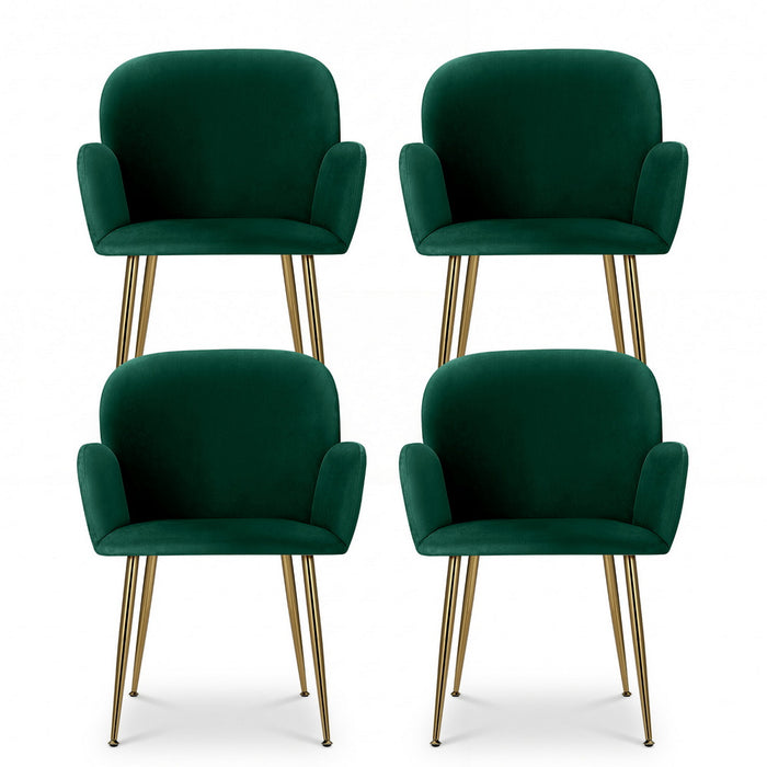 Dining Chairs Set Of 4 Velvet Armchair Green