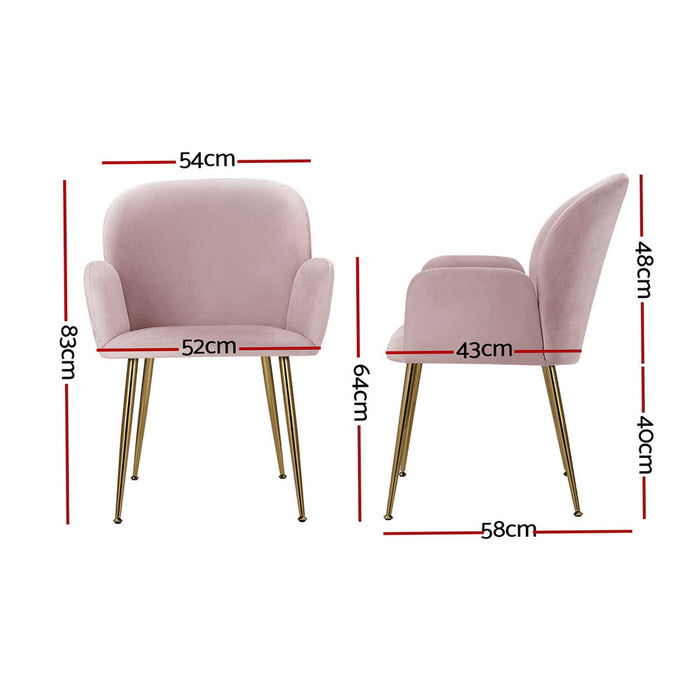 Dining Chairs Set Of 4 Velvet Armchair Pink