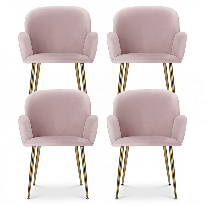 Dining Chairs Set Of 4 Velvet Armchair Pink