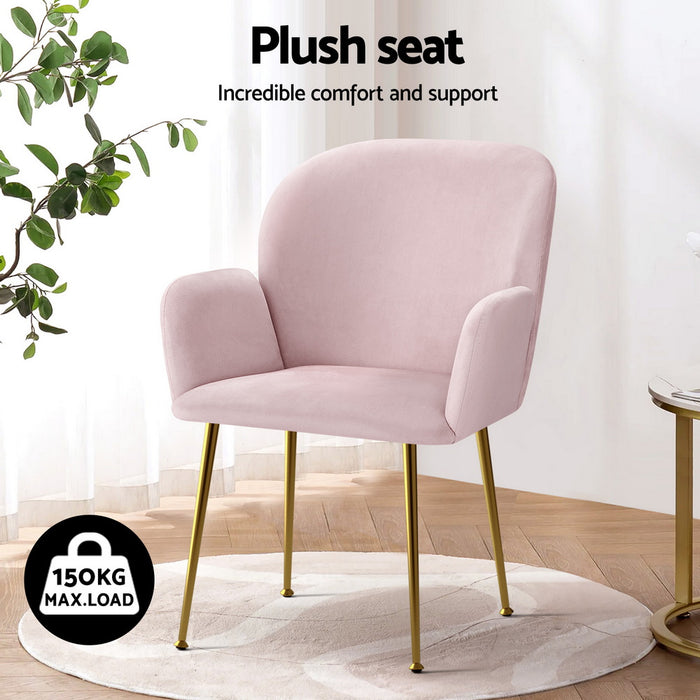 Dining Chairs Set Of 4 Velvet Armchair Pink