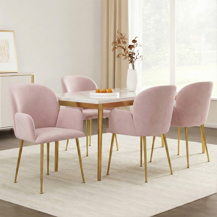 Dining Chairs Set Of 4 Velvet Armchair Pink