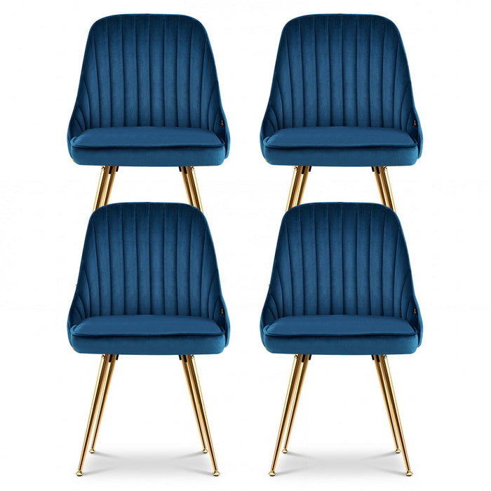 Dining Chairs Set Of 4 Velvet Channel Tufted Blue