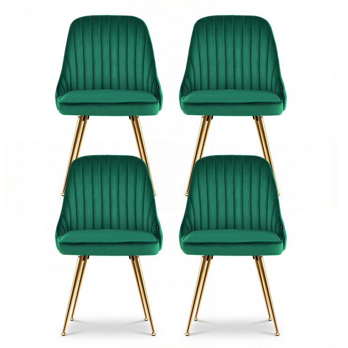 Dining Chairs Set Of 4 Velvet Channel Tufted Green