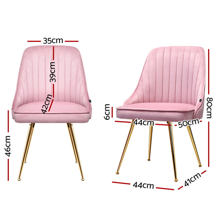 Dining Chairs Set Of 4 Velvet Channel Tufted Pink
