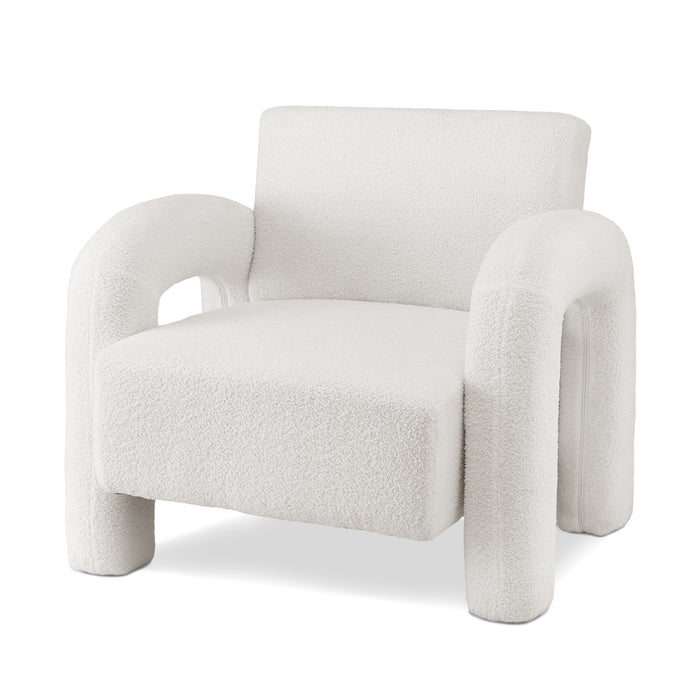 Armchair Accent Chair Lounge Sofa Couch Curved Seat Boucle White