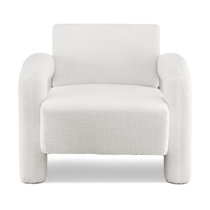 Armchair Accent Chair Lounge Sofa Couch Curved Seat Boucle White