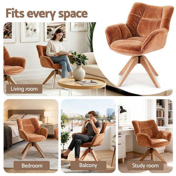 Swivel Chair Armchair Nursing Velvet Brown