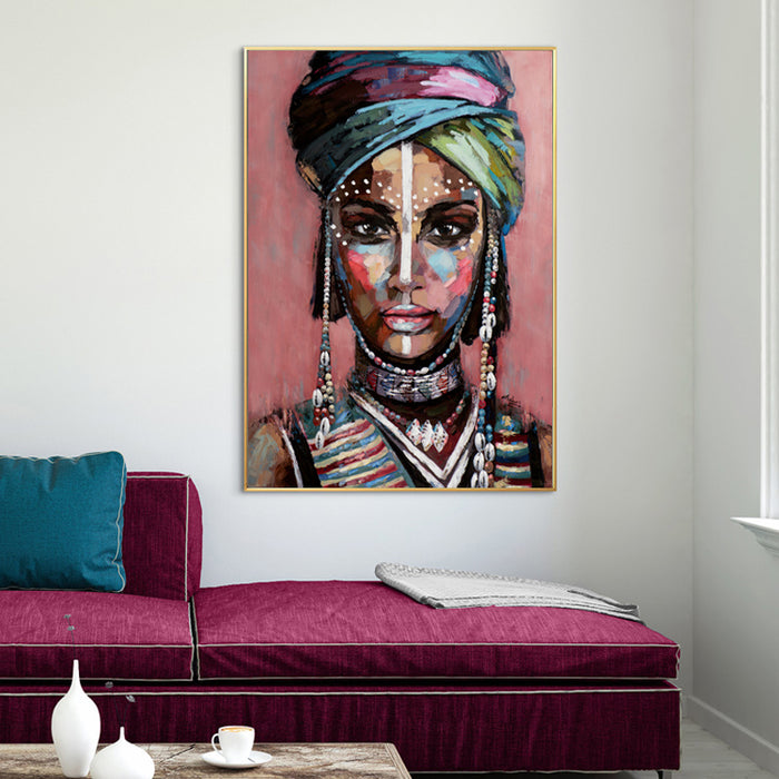 Wall Art 80Cmx120Cm African Woman Ii Gold Frame Canvas