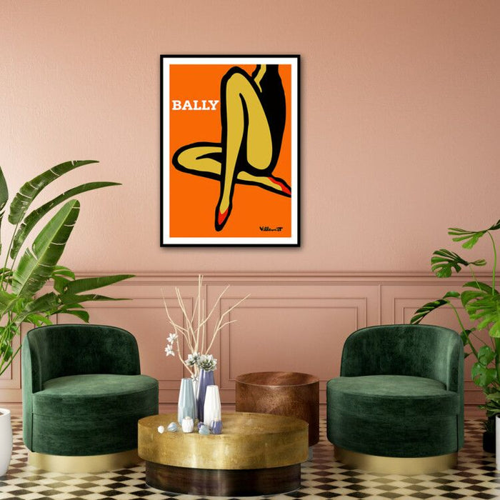 Wall Art 90Cmx135Cm Orange Legs Black Frame Canvas