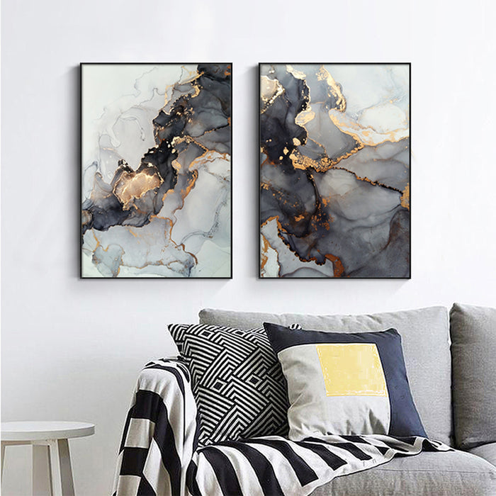 Wall Art 40Cmx60Cm Black Splash 2 Sets Black Frame Canvas