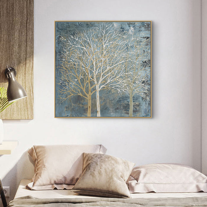 Wall Art 100Cmx100Cm Forest In The Twilight Trees Gold Frame Canvas