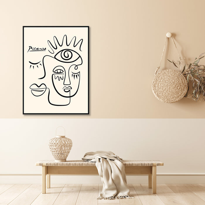 Wall Art 40Cmx60Cm Line Art By Pablo Picasso Black Frame Canvas