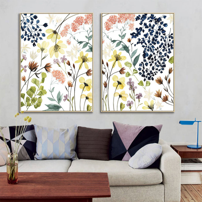 Wall Art 100Cmx150Cm Flower Composition 2 Sets Gold Frame Canvas