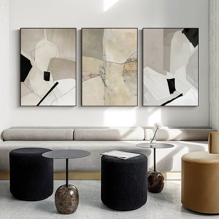 Wall Art 70Cmx100Cm Modern Abstract 3 Sets Black Frame Canvas