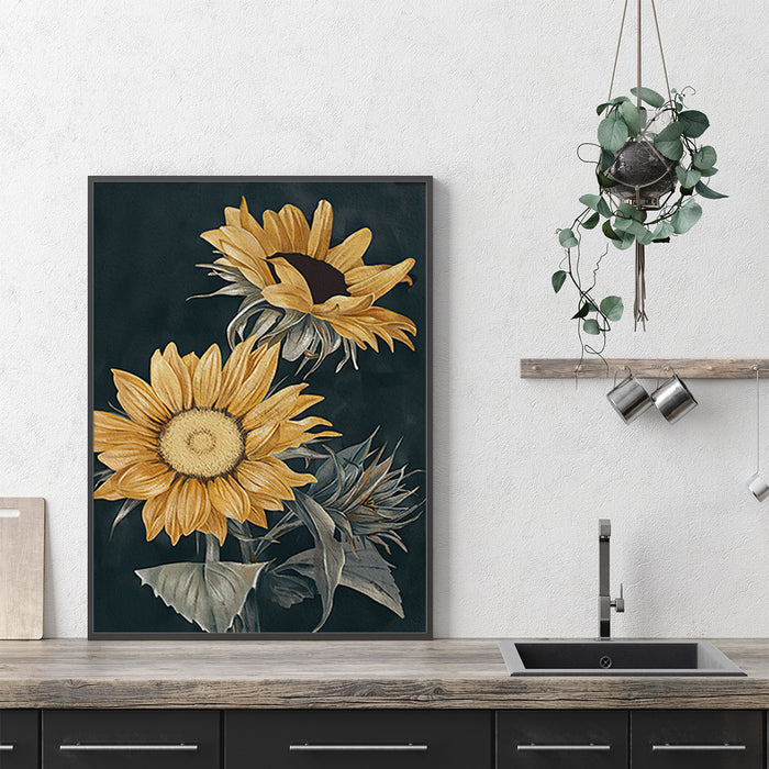 Wall Art 40Cmx60Cm Sunflowers Black Frame Canvas