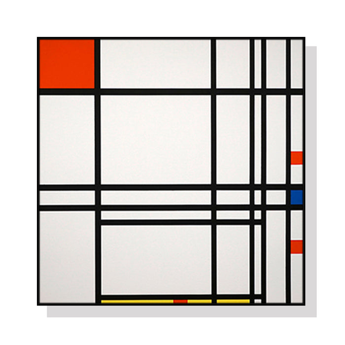 Wall Art 90Cmx90Cm Abstract Art By Piet Mondrian Black Frame Canvas