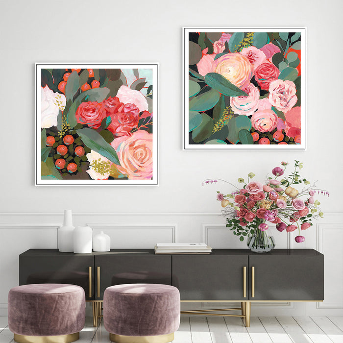 Wall Art 80Cmx80Cm Eucalyptus Bouquet 2 Sets White Frame Canvas