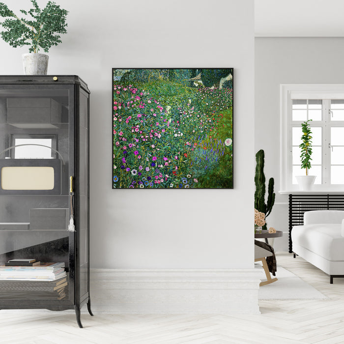 Wall Art 40Cmx40Cm Italian Garden By Gustav Klimt Black Frame Canvas