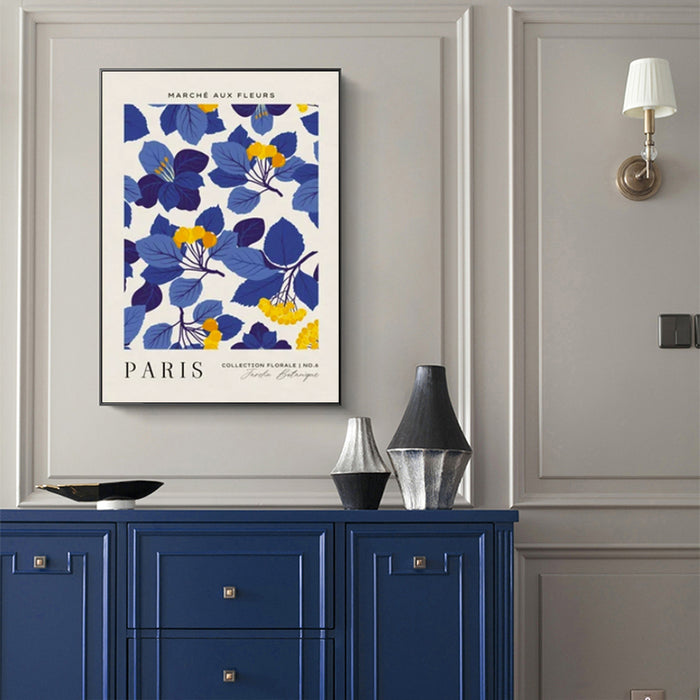 Wall Art 100Cmx150Cm Paris Flower Market Black Frame Canvas