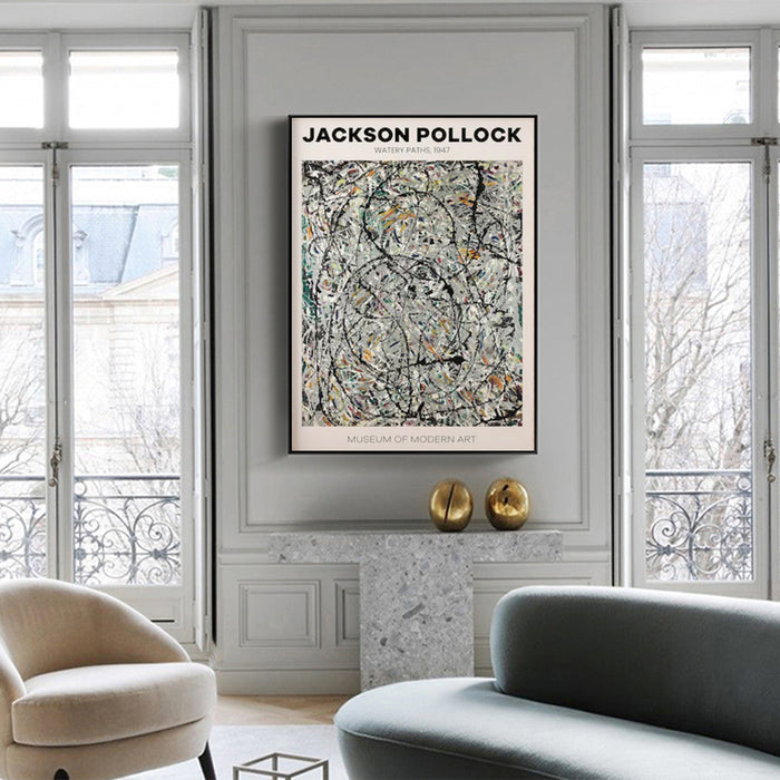Wall Art 40Cmx60Cm Jackson Pollock Exhibition Iii Black Frame Canvas