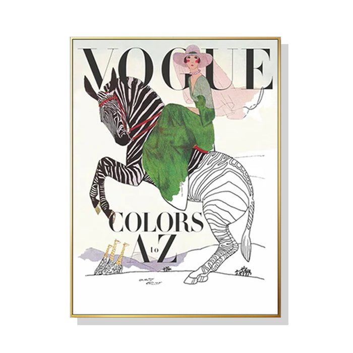 Wall Art 40Cmx60Cm Vogue Lady Gold Frame Canvas