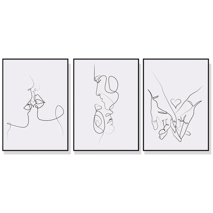 Wall Art 80Cmx120Cm Couples 3 Sets Black Frame Canvas