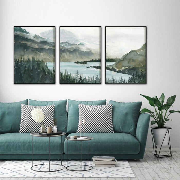Wall Art 70Cmx100Cm Landscape 3 Sets Black Frame Canvas
