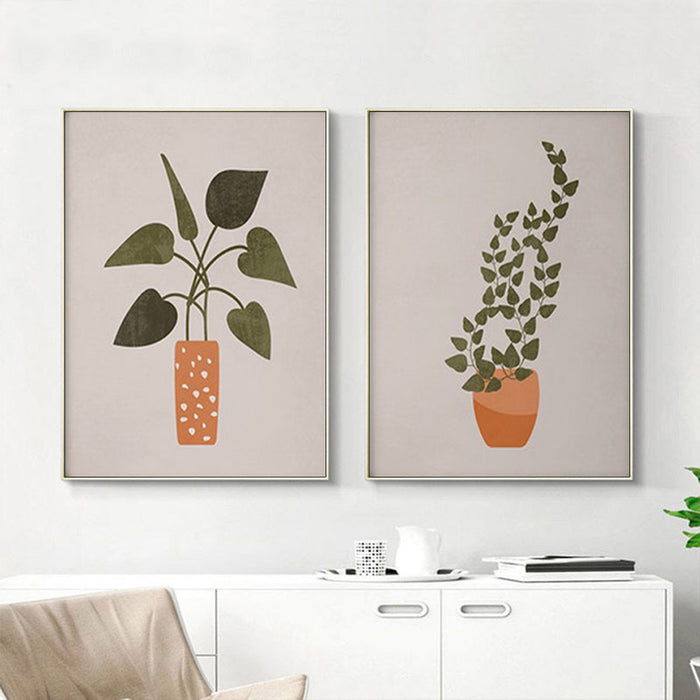 Wall Art 80Cmx120Cm Boho Botanical Art 2 Sets Gold Frame Canvas