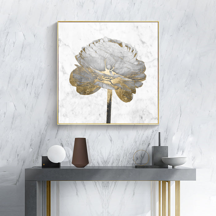 Wall Art 80Cmx80Cm Gold And White Blossom On White 2 Sets Gold Frame Canvas