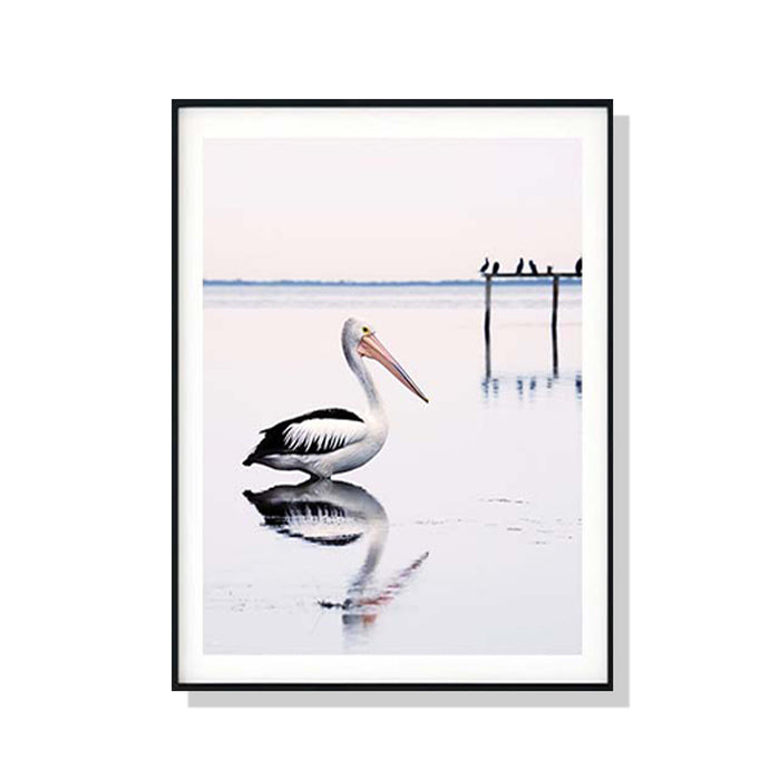 Wall Art 100Cmx150Cm Pelican Black Frame Canvas
