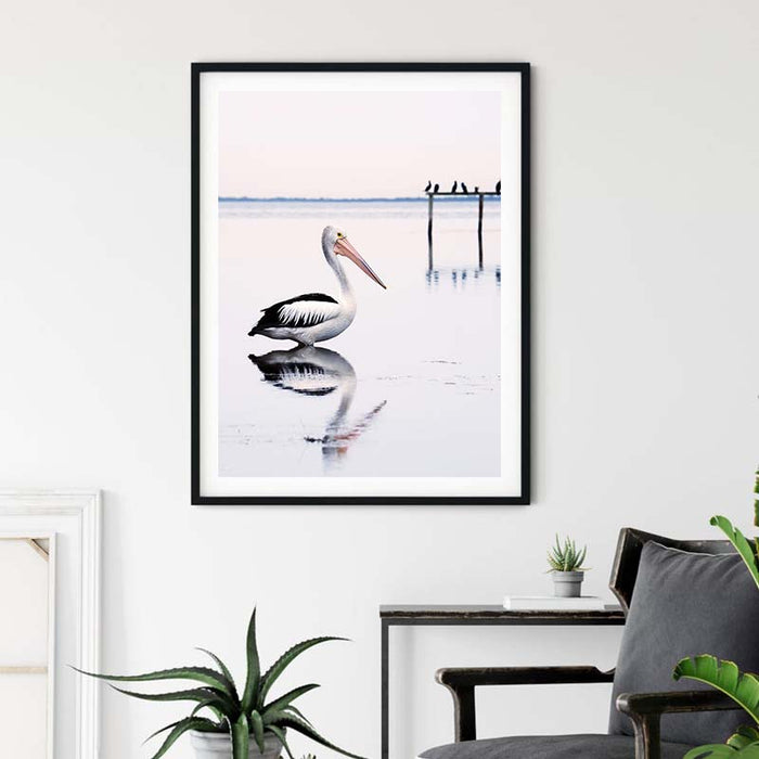 Wall Art 100Cmx150Cm Pelican Black Frame Canvas
