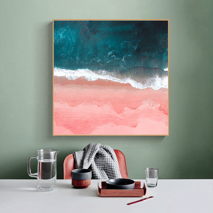 Wall Art 40Cmx40Cm Pink Sea Wood Frame Canvas